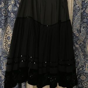 Gypsy skirt in  black, velvet,  sequin embroidery.